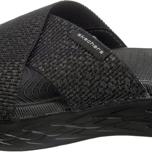 Women's On-The-go 600-Glistening Metallic Mesh Slide Sandal - Picture 3 of 7